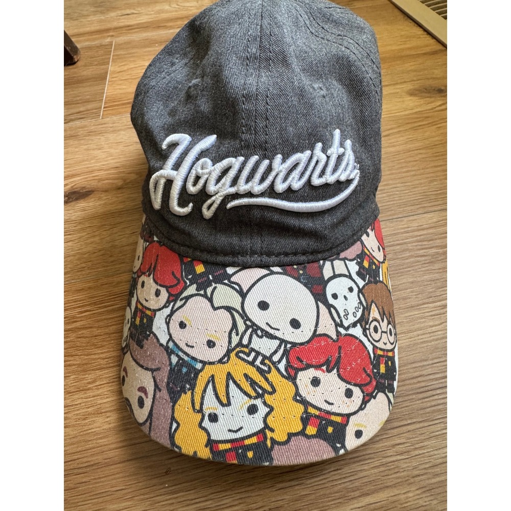 Harry Potter Hogwarts Hat Grey Chibi Character Print Brim Baseball Cap OSFM